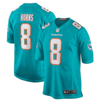 mens nike allen hurns aqua miami dolphins game player jersey